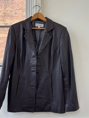 Vintage Chocolate Brown Leather Blazer